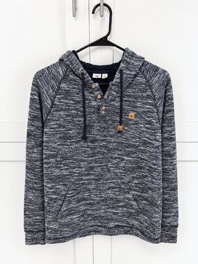 tentree | Men's Marled Navy Blue Henley Hoodie Pullover – Size Small